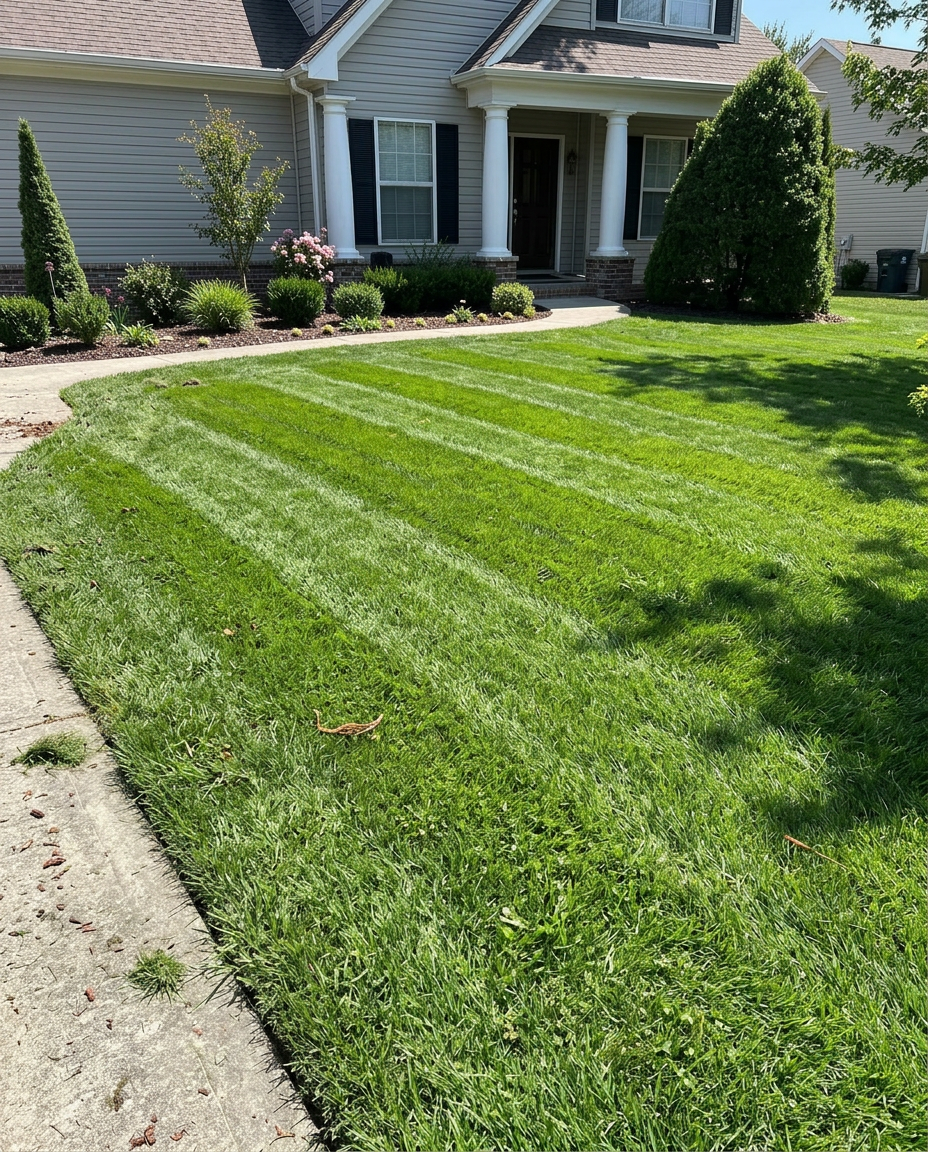 Freshly striped front lawn